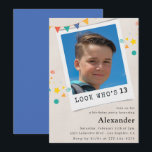 Simple 13th birthday invitations Blue Photo<br><div class="desc">Simple 13th birthday invitations Boy Photo</div>