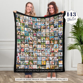Simple 143 Square Photo Collage Personalised Fleece Blanket