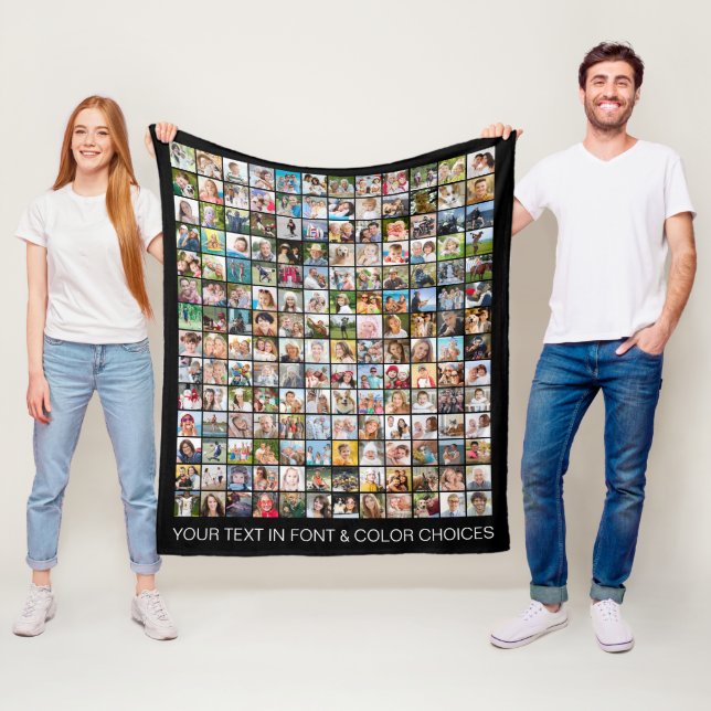 Simple 168 Square Photo Collage Personalised Fleece Blanket (In Situ)