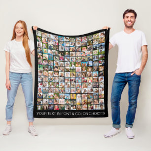 Simple 168 Square Photo Collage Personalized Fleece Blanket