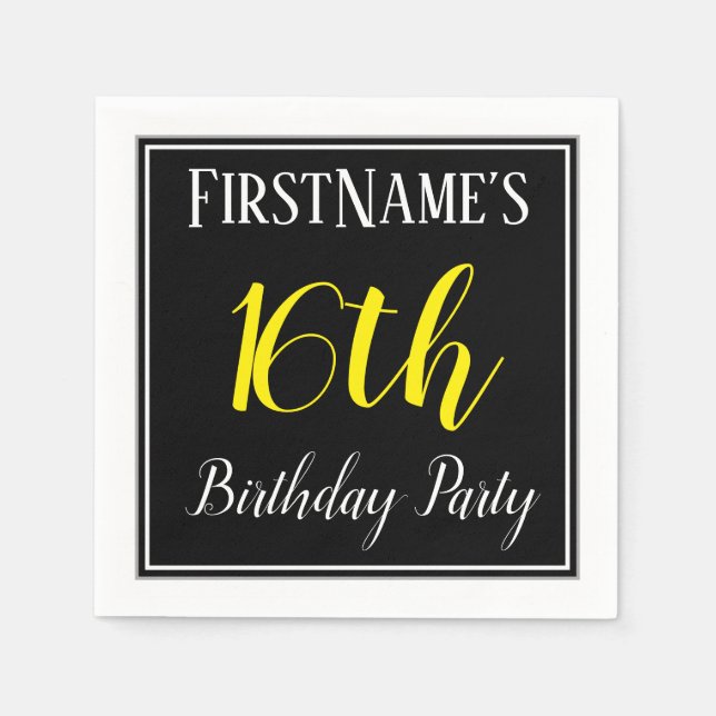 Simple, 16th Birthday Party w/ Custom Name Napkin (Front)