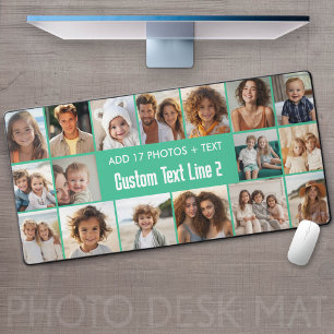 Simple 17 Photo Collage with Text Area Desk Mat