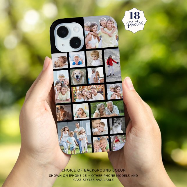 Simple 18 Photo Collage Custom Colour Case-Mate iPhone Case (Creator Uploaded)