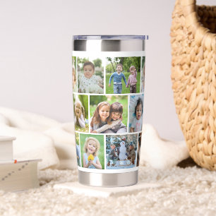 Simple 18 Photo Collage Custom Colour Insulated Tumbler