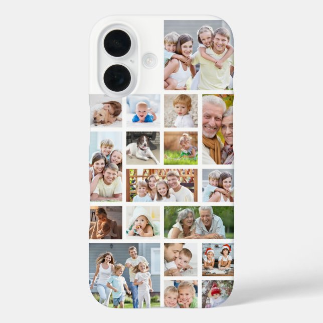 Simple 18 Photo Collage Photos Custom Colour White Case-Mate iPhone Case (Back)