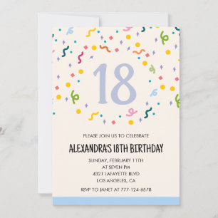 Simple 18th birthday invitations Confetti Modern