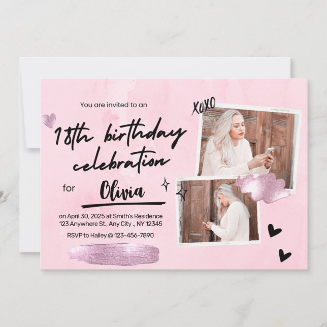 Simple 18th Birthday Party Invitation (Front)