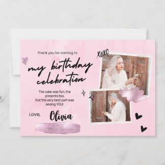 Simple 18th Birthday Party Thank You Card