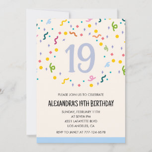 Simple 19th birthday invitations Confetti Modern