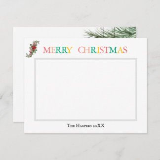 Simple 1 Photo Colourful Merry Christmas Holiday Card