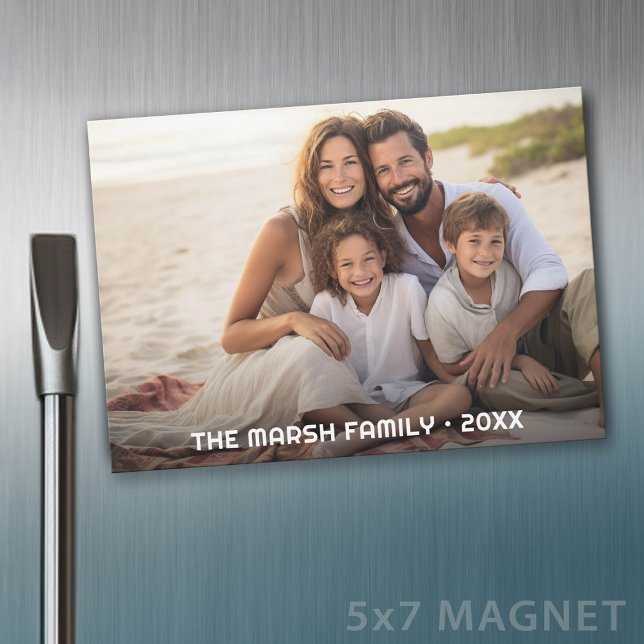 Simple 1 Photo Full Coverage - Chunky Text Overlay (Photo Magnet - 5x7)