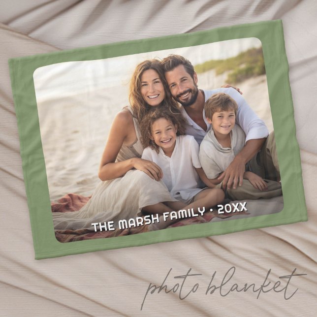 Simple 1 Photo Full Coverage - Chunky Text Overlay Fleece Blanket (Custom Fleece Photo Blanket)