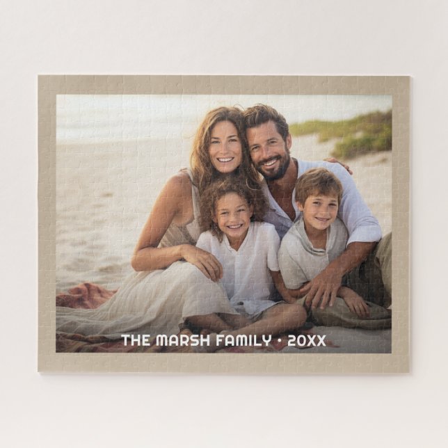 Simple 1 Photo Full Coverage - Chunky Text Overlay Jigsaw Puzzle (Horizontal)