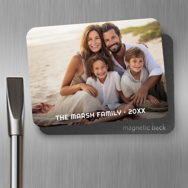 Simple 1 Photo Full Coverage - Chunky Text Overlay Magnet (Personalized fridge magnet - add photos and custom text)