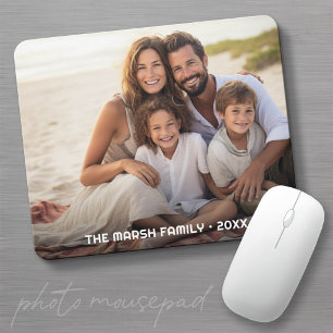 Simple 1 Photo Full Coverage - Chunky Text Overlay Mouse Mat