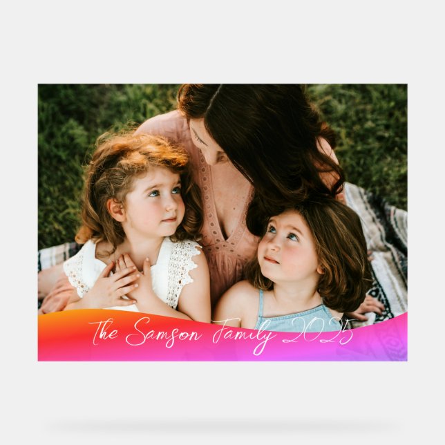 Simple 1 Photo Full Coverage - Script Text Overlay Acrylic Sign (Front)