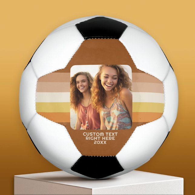 Simple 1 Photo Template - Warm Colour Border - Tex Football (Custom Soccer Ball)