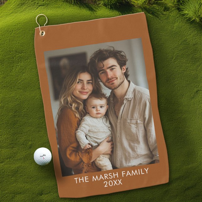 Simple 1 Photo Template - Warm Colour Border - Tex Golf Towel (Custom Golf Towel)