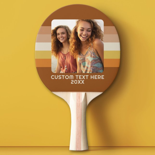 Simple 1 Photo Template - Warm Colour Border - Tex Ping Pong Paddle (Custom Pink Pong Paddle)