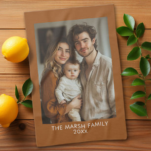 Simple 1 Photo Template - Warm Colour Border - Tex Tea Towel