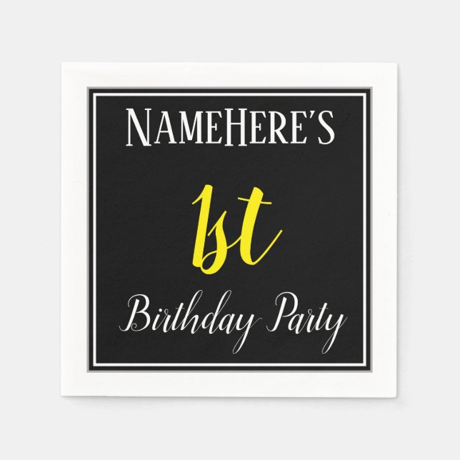 Simple, 1st Birthday Party w/ Custom Name Napkin (Front)