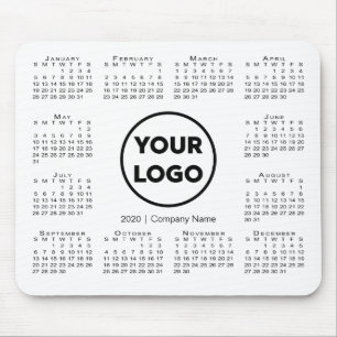 Simple 2020 Calendar Business Company Logo Mouse Mat