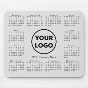 Simple 2020 Calendar Business Company Logo on Grey Mouse Mat