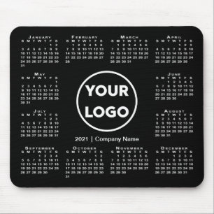 Simple 2021 Calendar Business Logo on Black Mouse Mat
