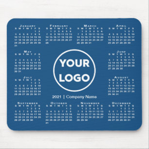 Simple 2021 Calendar Business Logo on Blue Mouse Mat