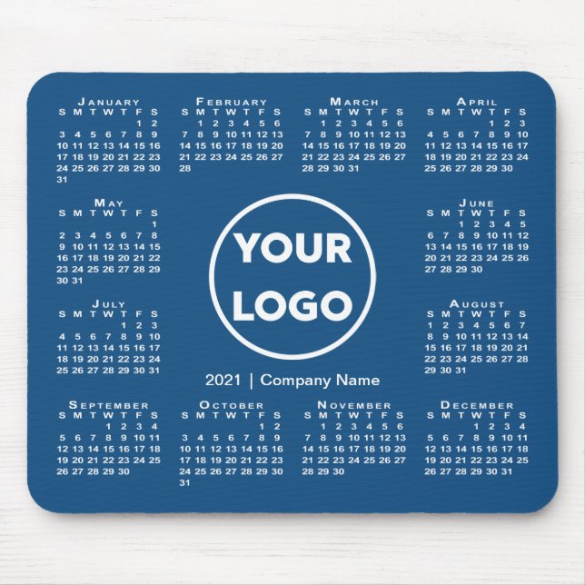 Simple 2021 Calendar Business Logo on Blue Mouse Mat (Front)
