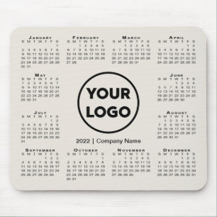 Simple 2022 Calendar Business Company Logo Beige Mouse Mat