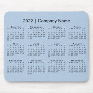 Simple 2022 Calendar Company Name on Light Blue Mouse Mat
