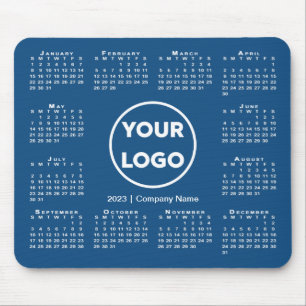 Simple 2023 Calendar Business Logo on Blue Mouse Mat
