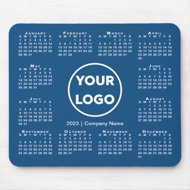 Simple 2023 Calendar Business Logo on Blue Mouse Mat (Front)