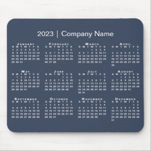 Simple 2023 Calendar Company Name on Navy Blue Mouse Mat