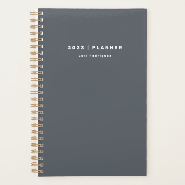 Simple 2023 Titanium Grey Weekly Monthly Non-Dated Planner (Front)