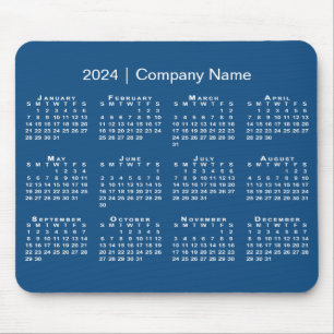 Simple 2024 Calendar Company Name on Blue Mouse Mat