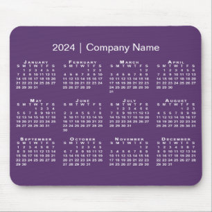 Simple 2024 Calendar Company Name on Purple Mouse Mat