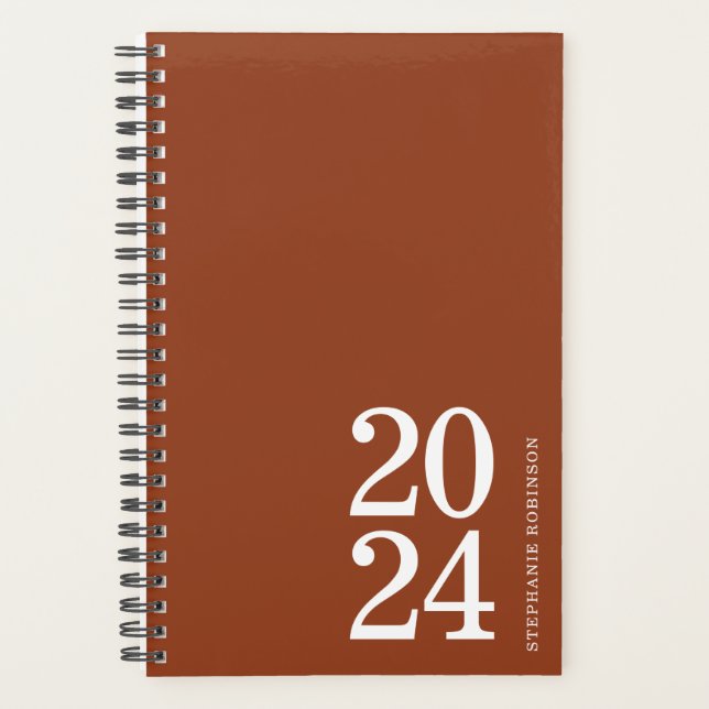 Simple 2024 Terracotta Personal Weekly Planner (Front)
