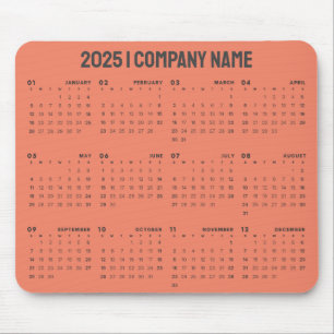 Simple 2025 Calendar Company Name Any Background Mouse Mat