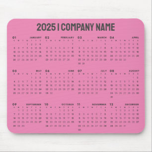 Simple 2025 Calendar Company Name Any Background Mouse Mat