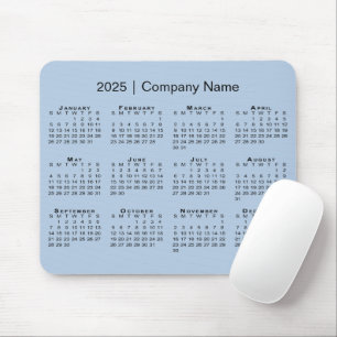 Simple 2025 Calendar Company Name on Light Blue Mouse Mat