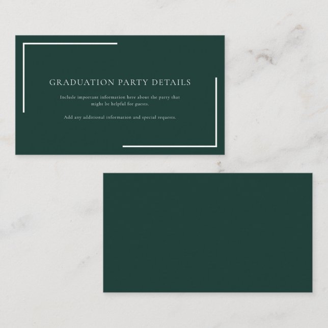 Simple 2025 Graduation Party Green Enclosure Card (Front/Back)
