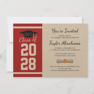 Simple 2025 Graduation Party Red Invitation