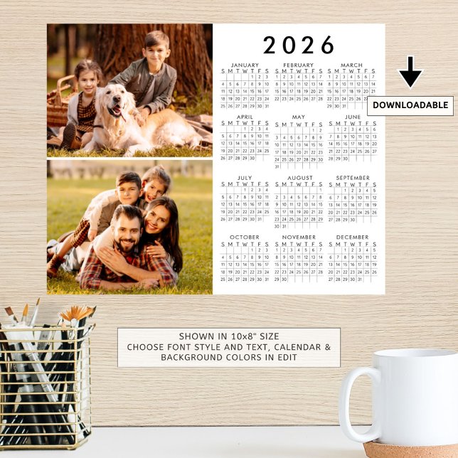 Simple 2026 Calendar 2 Photos Poster (Creator Uploaded)
