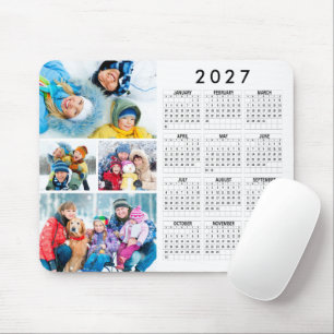 Simple 2026 Calendar 4 Photo Collage Mouse Mat