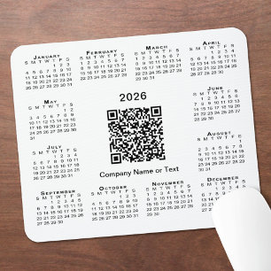 Simple 2026 Calendar Business QR Code on White Mouse Mat