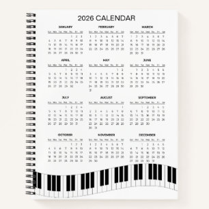Simple 2026 Calendar with Piano Keys    Notebook