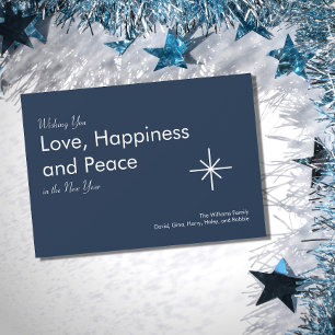 Simple 2026 New Year Navy Blue Elegant Typography  Holiday Card