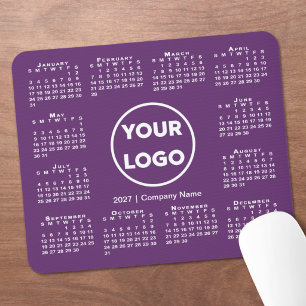 Simple 2027 Calendar Business Logo on Purple Mouse Mat